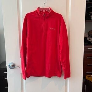 Columbia 1/4 Zip Sweater Jacket Mens Red Fleece
